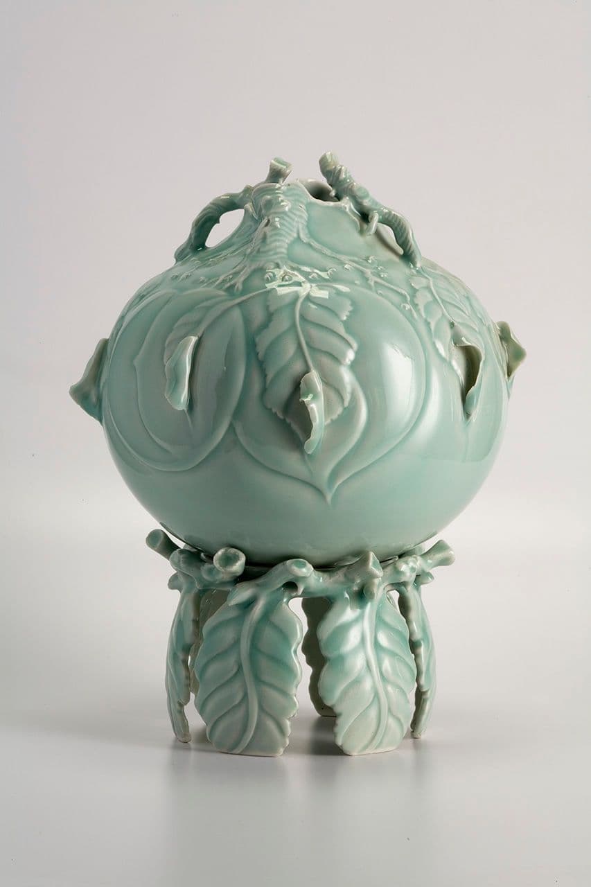 Peach Vase with Stand