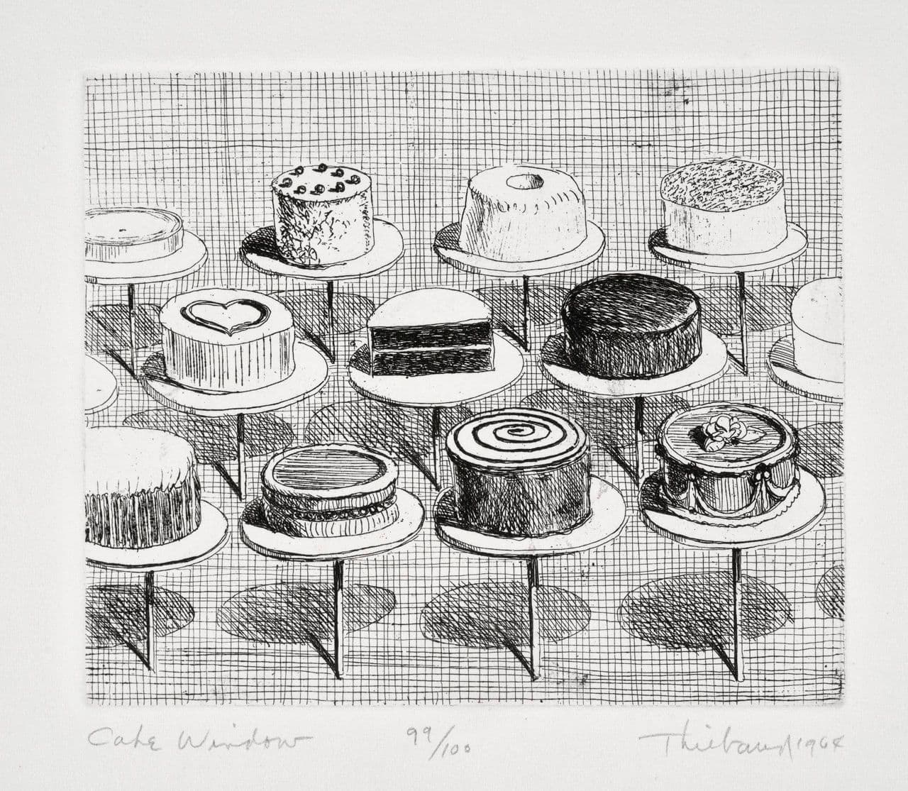 Cake Window, from Delights series
Wayne Thiebaud
20th Century
1995.9.1.13 Cake Window, from Delights series