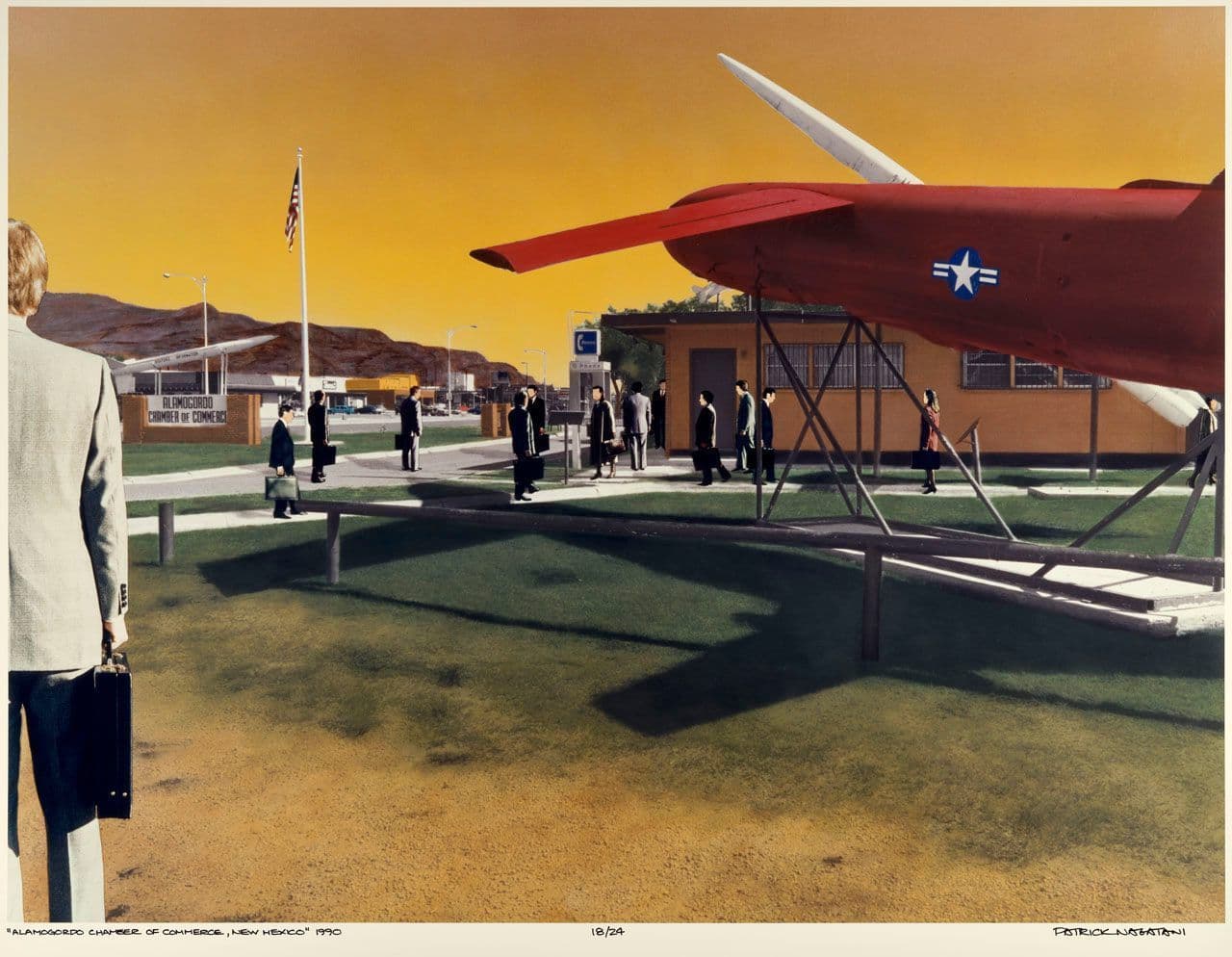 Alamogordo Chamber of Commerce, New Mexico, from "Nuclear Enchantment"
Patrick Nagatani
20th Century
2022.157.14 Alamogordo Chamber of Commerce, New Mexico, from "Nuclear Enchantment"
Patrick Nagatani
20th Century
2022.157.14