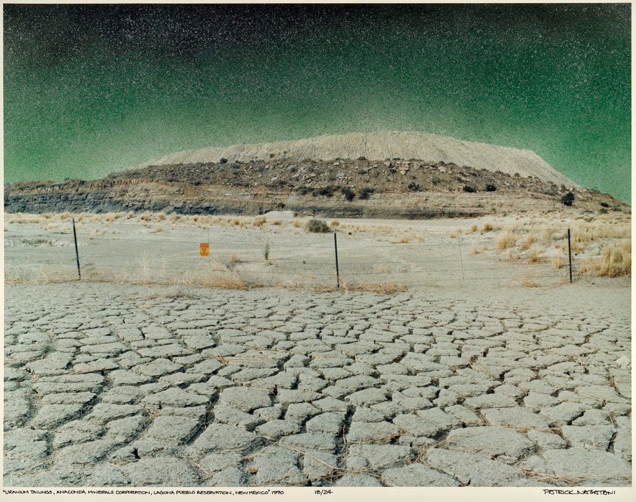 Uranium Tailings, Anaconda Minerals Corporation, Laguna Pueblo Reservation, New Mexico, from "Nuclear Enchantment"
Patrick Nagatani
20th Century
2022.157.17 Uranium Tailings, Anaconda Minerals Corporation, Laguna Pueblo Reservation, New Mexico, from "Nuclear Enchantment"