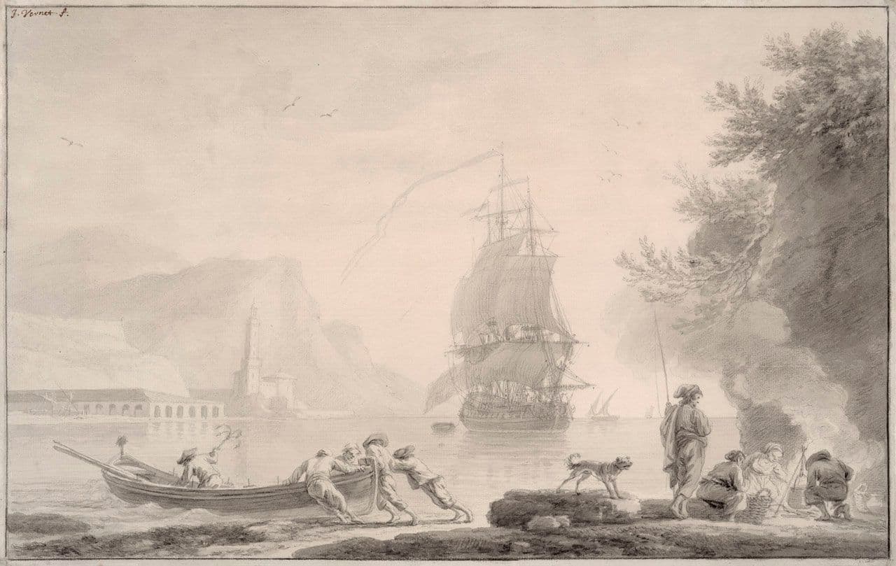 A Harbor Scene with Fishermen Pushing a Boat into the Water
Claude-Joseph Vernet
18th Century
2022.7.1 A Harbor Scene with Fishermen Pushing a Boat into the Water
Claude-Joseph Vernet
18th Century
2022.7.1