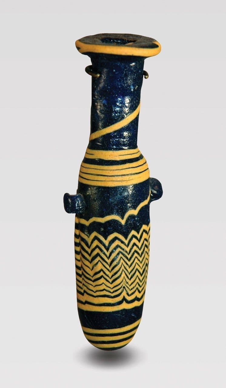 Core-formed Alabastron
Eastern Mediterranean (3rd century BCE)
3rd Century BCE
2019.20.2 Core-formed Alabastron