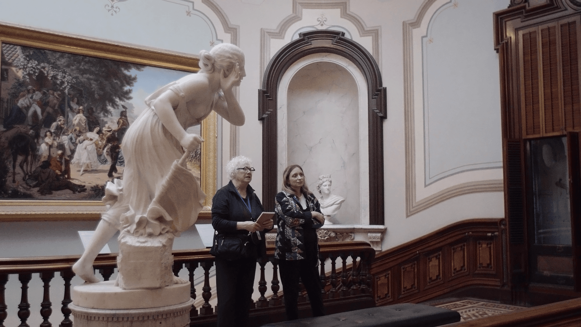 Fig. 1: Gladys Nilsson and Francesca Wilmott studying the work of Charles Christian Nahl at the Crocker Art Museum, October 2024. Photo: Brian Suhr.